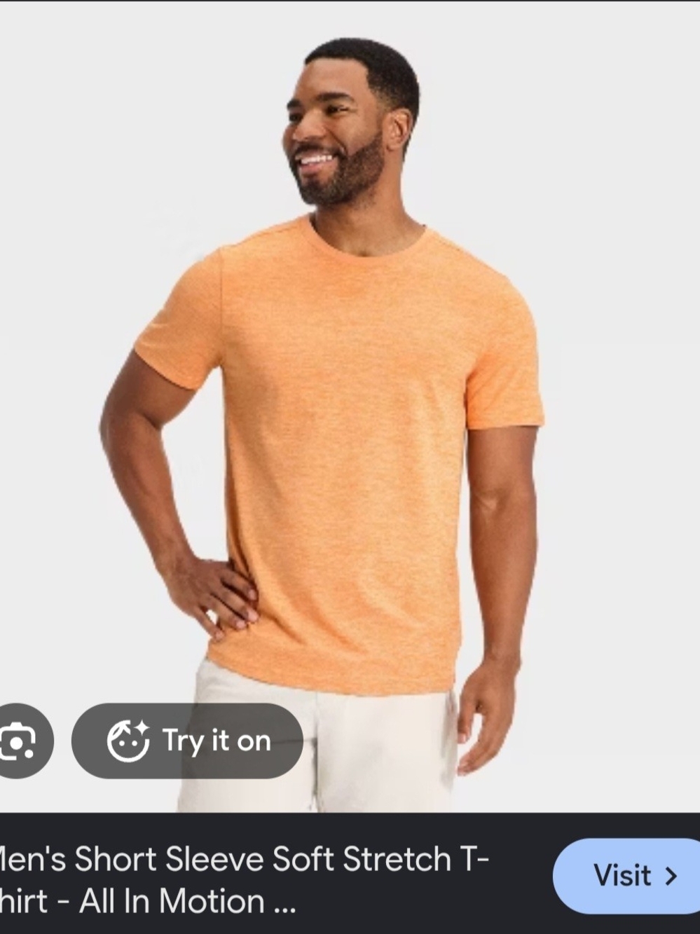 All in Motion Men’s Orange Short Sleeve Stretch T-Shirt